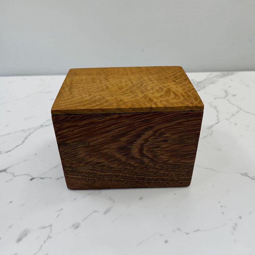 Handcrafted Andira Wood Keepsake Box with White Oak Lid, Custom Wood Storage